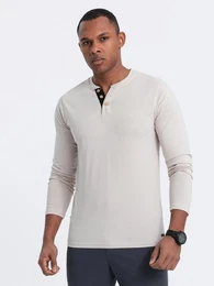 Longsleeve Herren Longsleeve mit Knpfen am Halsausschnitt