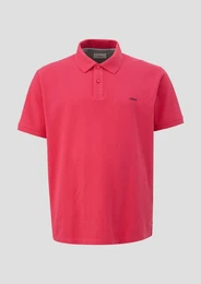 Kurzarmshirt Poloshirt mit kleinem Label-Print Artwork