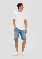 s.Oliver Stoffhose Jeans-Shorts Regular Fit Mid Rise Weiß/Hellblau/Creme