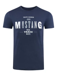 MUSTANG T-Shirt Print Tee (1-tlg) Dunkelblau/Blau