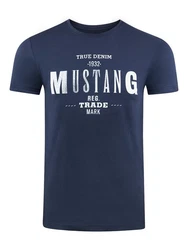 MUSTANG T-Shirt Print Tee (1-tlg) Dunkelblau/Blau