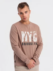 Ombre Herren Longsleeve mit Kartenmotiv-Print Grau/Braun/Rosa/Beige