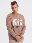 Ombre Herren Longsleeve mit Kartenmotiv-Print Grau/Braun/Rosa/Beige