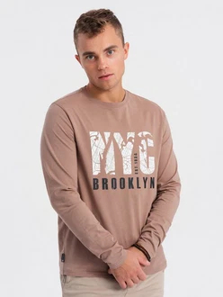 Ombre Herren Longsleeve mit Kartenmotiv-Print Grau/Braun/Rosa/Beige Ombre Herren Longsleeve mit Kartenmotiv-Print Grau/Braun/Rosa/Beige