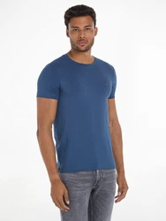 Tommy Hilfiger T-Shirt STRETCH SLIM FIT TEE mit Rundhalsausschnitt Dunkelblau/Blau