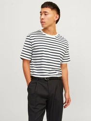 Jack & Jones T-Shirt JJEORGANIC BASIC TEE SS O-NECK Dunkelblau/Weiß
