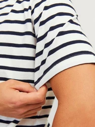 Jack & Jones T-Shirt JJEORGANIC BASIC TEE SS O-NECK Dunkelblau/Weiß