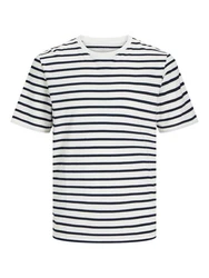 Jack & Jones T-Shirt JJEORGANIC BASIC TEE SS O-NECK Dunkelblau/Weiß