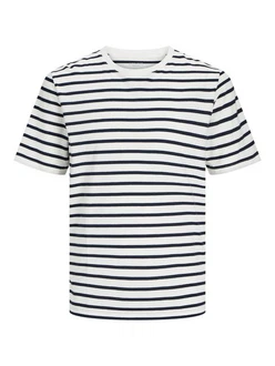 Jack & Jones T-Shirt JJEORGANIC BASIC TEE SS O-NECK Dunkelblau/Weiß