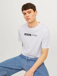 JACK & JONES T-Shirt 'JJCorp' Grau/Weiß/Hellblau/Schwarz/Blau/Khaki