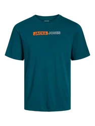 JACK & JONES T-Shirt 'JJCorp' Türkis/Dunkelgrün/Grün