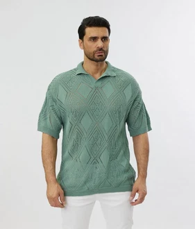 Denim House Poloshirt Lässiges Herren Oversized Sommer Feinstrick Poloshirt Grün Denim House Poloshirt Lässiges Herren Oversized Sommer Feinstrick Poloshirt Grün