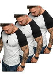 Amaci&Sons Basic Oversize Kontrast Raglan T-Shirt Weiß/Schwarz/Dunkelblau/Grau