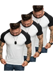 Amaci&Sons Basic Oversize Kontrast Raglan T-Shirt Weiß/Schwarz/Dunkelblau/Grau
