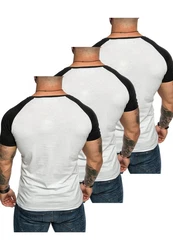 Amaci&Sons Basic Oversize Kontrast Raglan T-Shirt Weiß/Schwarz/Dunkelblau/Grau