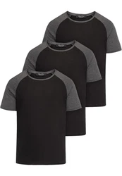 Amaci&Sons Basic Oversize Kontrast Raglan T-Shirt Weiß/Schwarz/Dunkelblau/Grau