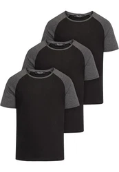 Amaci&Sons Basic Oversize Kontrast Raglan T-Shirt Weiß/Schwarz/Dunkelblau/Grau