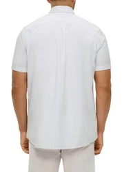 s.Oliver Kurzarmhemd mit Button-Down-Kragen Weiß/Creme/Grau