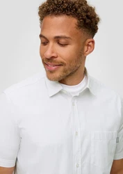 s.Oliver Kurzarmhemd mit Button-Down-Kragen Weiß/Creme/Grau