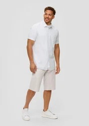 s.Oliver Kurzarmhemd mit Button-Down-Kragen Weiß/Creme/Grau