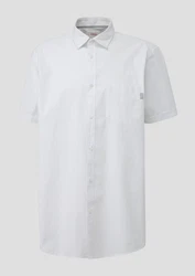 s.Oliver Kurzarmhemd mit Button-Down-Kragen Weiß/Creme/Grau