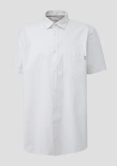 s.Oliver Kurzarmhemd mit Button-Down-Kragen Weiß/Creme/Grau