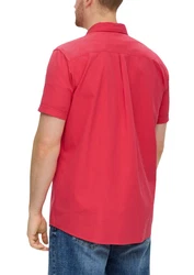 s.Oliver Kurzarmhemd mit Button-Down-Kragen Rot/Rosa/Dunkelrot