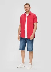 s.Oliver Kurzarmhemd mit Button-Down-Kragen Rot/Rosa/Dunkelrot