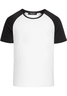 Amaci&Sons T-Shirt KENNER Basic Raglan Shirt Herren Weiß/Schwarz