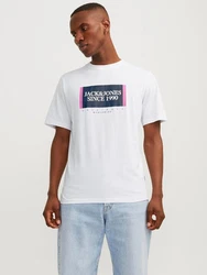 Jack & Jones Kurzarmshirt JORLAFAYETTE BOX TEE SS CREW NECK Grau/Weiß/Lila/Dunkelblau