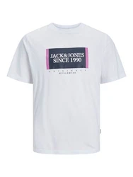 Jack & Jones Kurzarmshirt JORLAFAYETTE BOX TEE SS CREW NECK Grau/Weiß/Lila/Dunkelblau