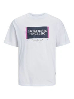 Jack & Jones Kurzarmshirt JORLAFAYETTE BOX TEE SS CREW NECK Grau/Weiß/Lila/Dunkelblau Jack & Jones Kurzarmshirt JORLAFAYETTE BOX TEE SS CREW NECK Grau/Weiß/Lila/Dunkelblau