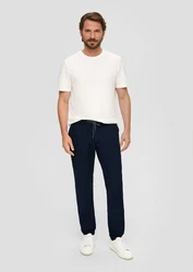 s.Oliver Stoffhose Jogpants Weiß/Dunkelblau/Creme/Hellblau