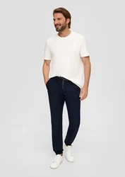 s.Oliver Stoffhose Jogpants Weiß/Dunkelblau/Creme/Hellblau