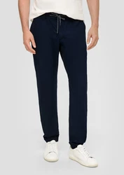 s.Oliver Stoffhose Jogpants Weiß/Dunkelblau/Creme/Hellblau