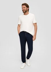 s.Oliver Stoffhose Jogpants Weiß/Dunkelblau/Creme/Hellblau