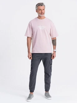 OMBRE Cargohose Herren Cargo-Hose Rosa/Lila
