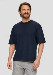 Kurzarmshirt Crewneck-Shirt aus Jacquard im Relaxed Fit