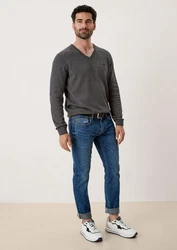 s.Oliver Strickpullover mit V-Ausschnitt und Logo 