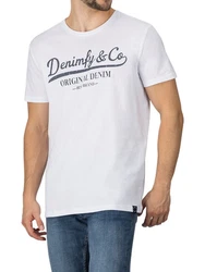 DENIMFY T-Shirt Herren Printshirt DFNuri Regular Fit Creme/Blau/Weiß/Grau/Braun