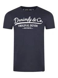DENIMFY T-Shirt Herren Printshirt DFNuri Regular Fit Dunkelblau