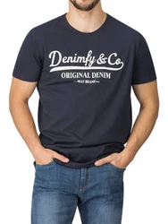 DENIMFY T-Shirt Herren Printshirt DFNuri Regular Fit Dunkelblau