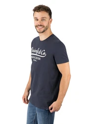 DENIMFY T-Shirt Herren Printshirt DFNuri Regular Fit Dunkelblau