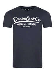 DENIMFY T-Shirt Herren Printshirt DFNuri Regular Fit Dunkelblau