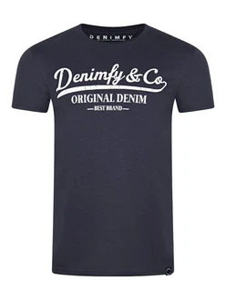 DENIMFY T-Shirt Herren Printshirt DFNuri Regular Fit Dunkelblau