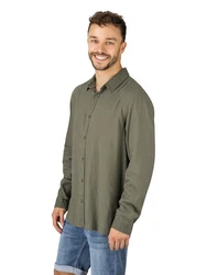 riverso Langarmhemd Hemd Herren RIVFabio Regular Fit Dunkelgrün/Khaki/Grün