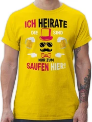Shirtracer T-Shirt Ich heirate die sind nur zum saufen hier JGA Männer Gelb/Neonfarben/Gold