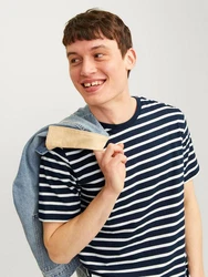 Jack & Jones T-Shirt JJEORGANIC BASIC TEE SS O-NECK Dunkelblau/Blau