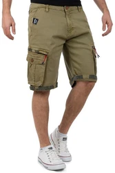 Geo Norway Shorts Kurze Cargo Hose baparento Men Khaki/Dunkelgrün/Rot/Dunkelblau