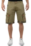 Geo Norway Shorts Kurze Cargo Hose baparento Men Khaki/Dunkelgrün/Rot/Dunkelblau